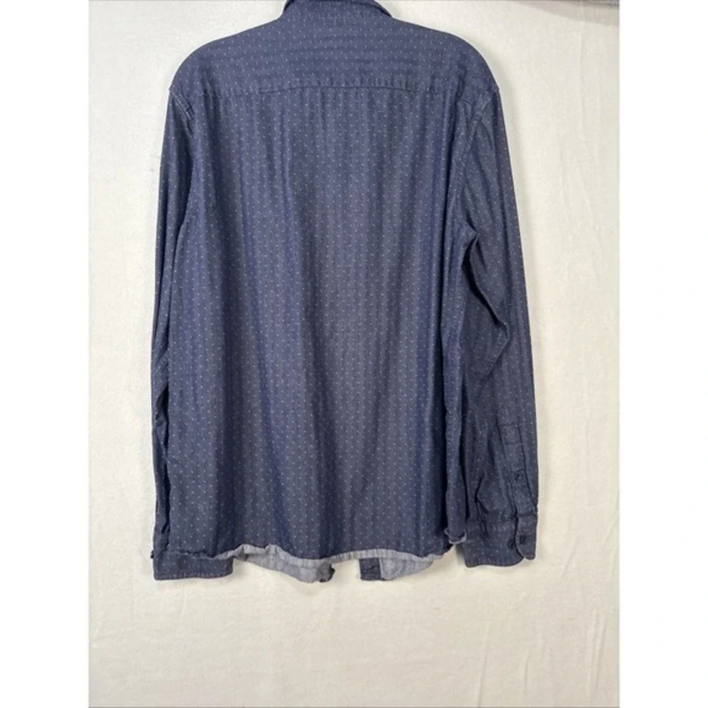 Banana Republic Mens L White Dots Soft Wash Standard‎ Fit  Button Shirt K1301